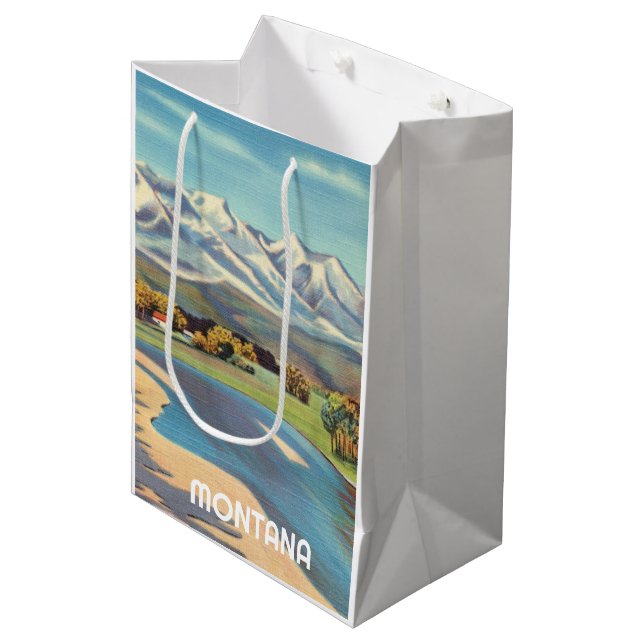 Sacola Para Presentes Média estilo viagens vintage Montana (Frente inclinada)