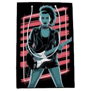 Sacola Para Presentes Média Estrela de Rock Rebelde: Guitarrista Feminina em C
