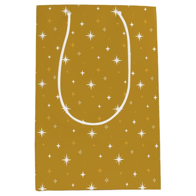 Sacola Para Presentes Média Estrelas Douradas e Modernas (Frente)