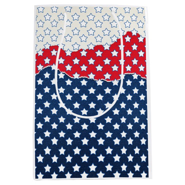 Sacola Para Presentes Média Estrelas Vermelhas, Brancas e Azuis (EUA) (Estados (Frente)
