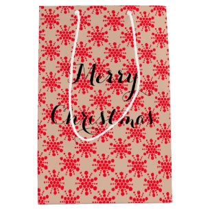 Sacola Para Presentes Média Estrelas vermelhas pontilhadas em taudo