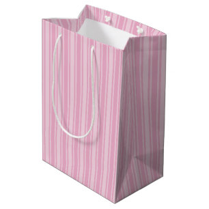 Sacola Para Presentes Média Estrias de doces cor-de-rosa pálido