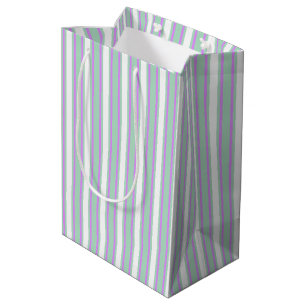 Sacola Para Presentes Média Estrias de doces mint e lilac