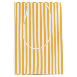 Sacola Para Presentes Média Estrias Estreitas Amarelas e Brancas Quentes
