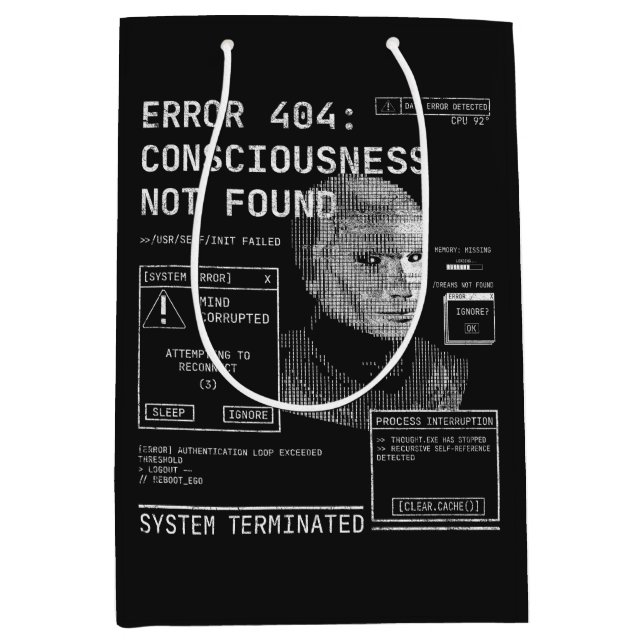 Sacola Para Presentes Média Esvaziado - Desenho de Streetwear Tecno-Brutalist (Frente)