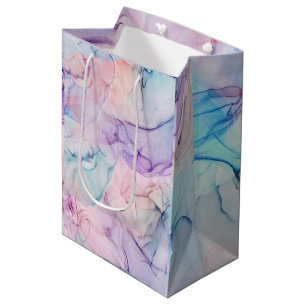 Sacola Para Presentes Média Etérea Fantasia Glam Pastel Aguarela Desvanecida
