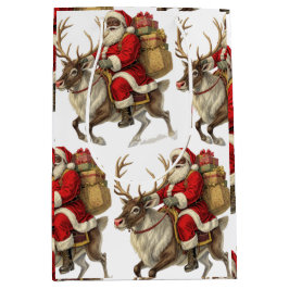 Sacola Para Presentes Média Etiqueta de Endereço de Retorno do Papai Noel