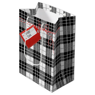 Sacola Para Presentes Média Etiqueta Red Gift Na Xadrez De Tartan Sag Média G
