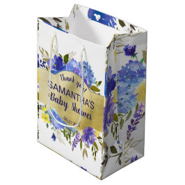 Sacola Para Presentes Média Etiquetas de Favor do Chá de fraldas Dourado Flora