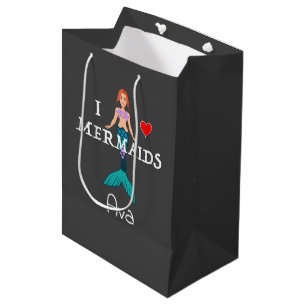 Sacola Para Presentes Média Eu Amo Design de Sereias - Saco do Presente - Médi