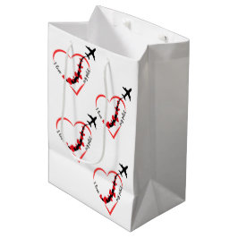 Sacola Para Presentes Média Eu amo meu piloto, coração, aviação, aeronaves, av