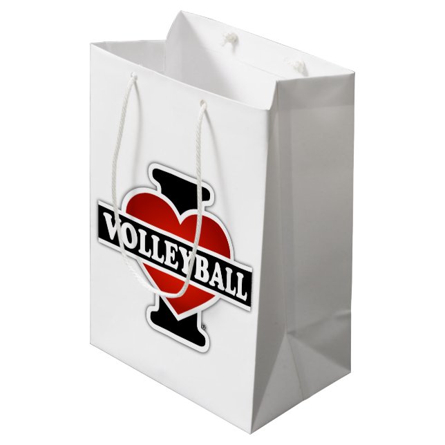Sacola Para Presentes Média Eu amo o voleibol (Frente inclinada)