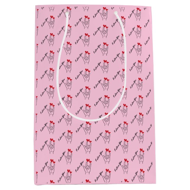 Sacola Para Presentes Média Eu Amo-Te A Assinar A Língua - A Consciência Defic (Frente)