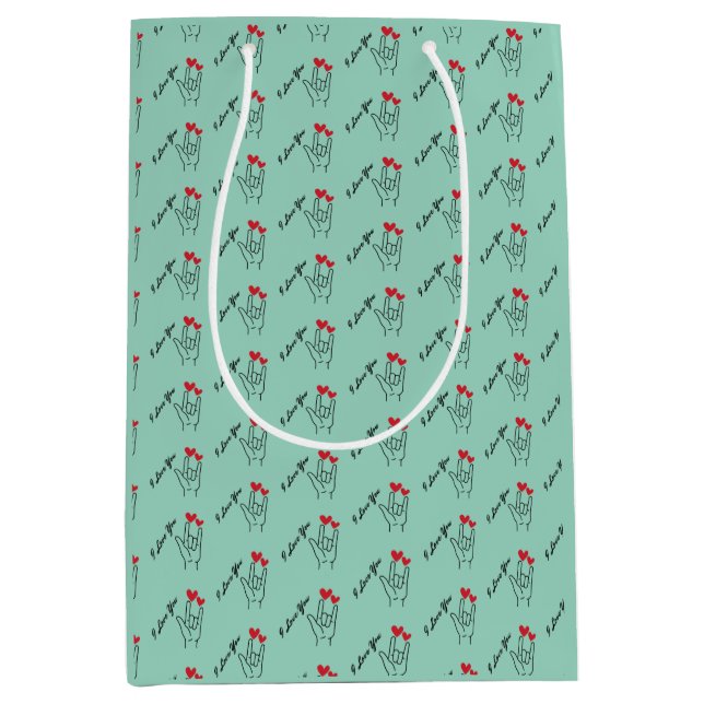 Sacola Para Presentes Média Eu Amo-Te A Assinar A Língua - A Consciência Defic (Frente)