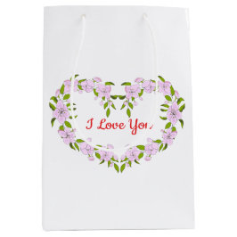 Sacola Para Presentes Média Eu amo você Flores fofas