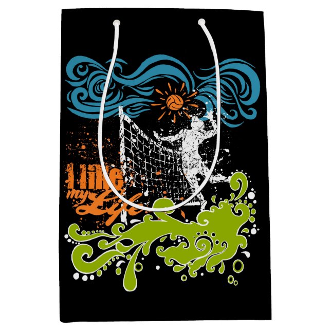 Sacola Para Presentes Média Eu gosto de MEU saco do presente do voleibol da (Frente)