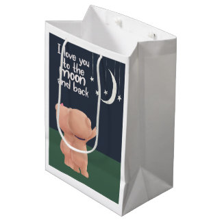 Sacola Para Presentes Média Eu te amo na lua e apoio dois ursos bonitos