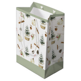 Sacola Para Presentes Média Eucalyptus Acorns Christmas