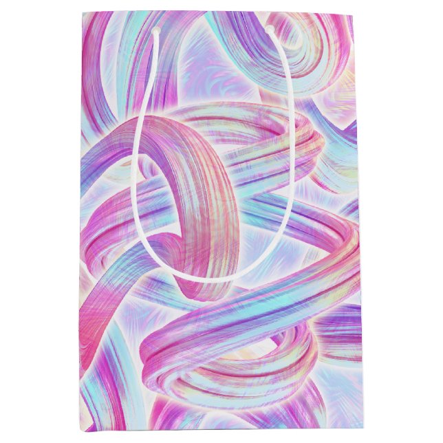 Sacola Para Presentes Média eurobeat holorave - rosa e azul: (Frente)