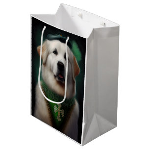 Sacola Para Presentes Média Excelente Pirenéus Cachorro na Rua.