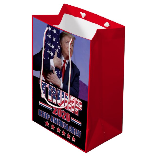 Sacola Para Presentes Média Excelente Trump 2020 Keep America (Frente inclinada)
