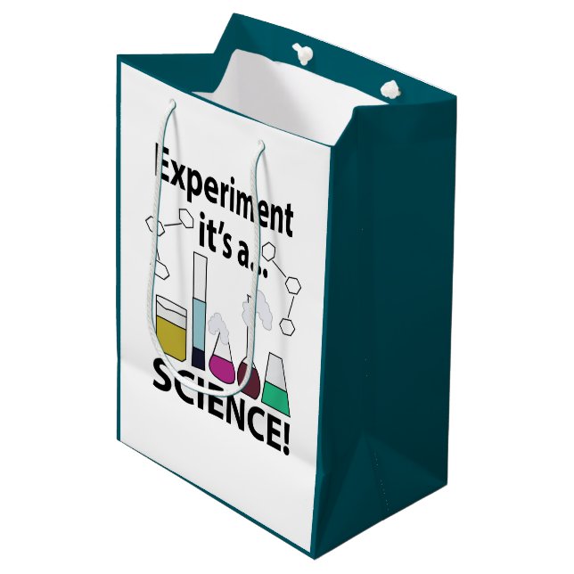 Sacola Para Presentes Média Experiência Científica É uma Ciência  (Frente inclinada)