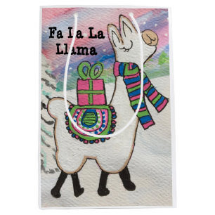 Sacola Para Presentes Média Fa La Llama - Natal Moderno
