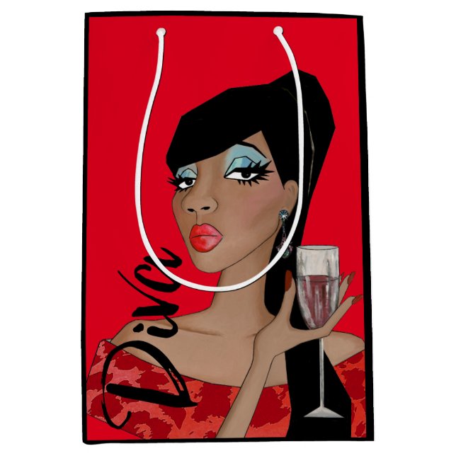 Sacola Para Presentes Média Fabuloso "Diva Afro-Americana" Gift Bag (Frente)