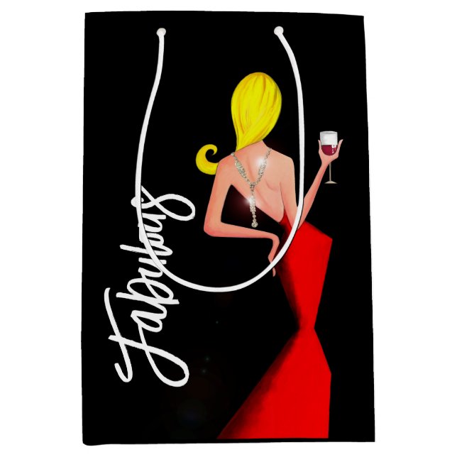 Sacola Para Presentes Média Fabuloso "Vinho Diva" Saco de Presente (Frente)