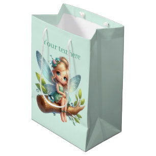 Sacola Para Presentes Média Fada de garotas bonitas personalizável