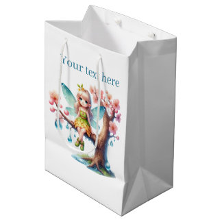 Sacola Para Presentes Média Fada de garotas bonitas personalizável
