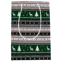 Sacola Para Presentes Média Fair Isle Holiday Knit