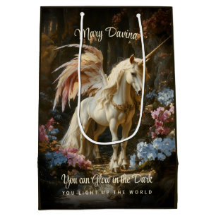 Sacola Para Presentes Média Fairyland Fantasy Forest Unicorn Fairy