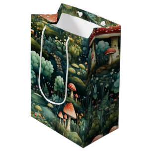 Sacola Para Presentes Média Fairytala em Fairyland Mushroom House Laranja Verd