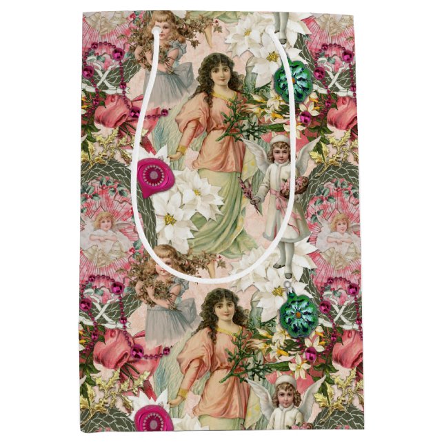 Sacola Para Presentes Média Faísca do Natal Vitoriano   (Frente)