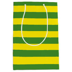 Sacola Para Presentes Média Faixa Amarela e Verde