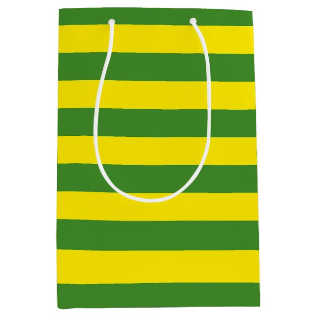 Sacola Para Presentes Média Faixa Amarela e Verde (Frente)