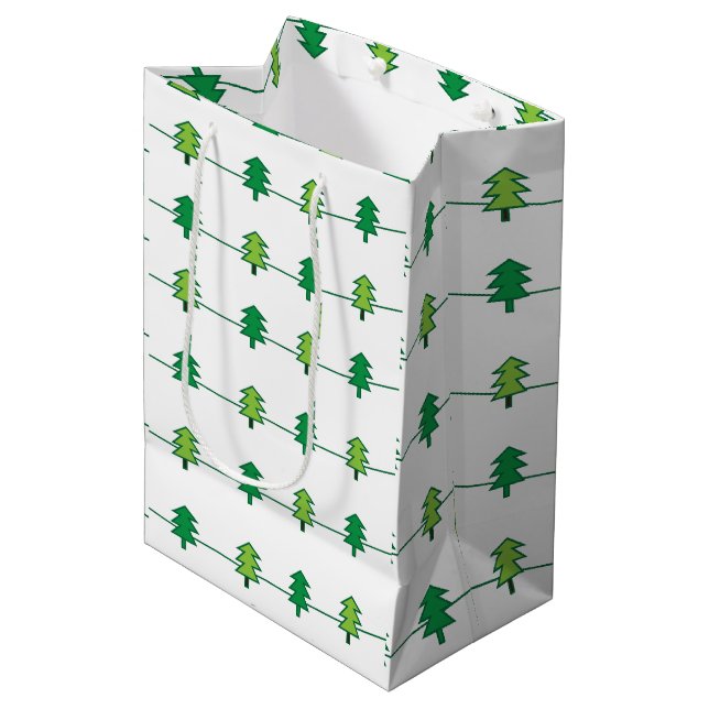 Sacola Para Presentes Média Faixa de Árvore de Natal (Frente inclinada)