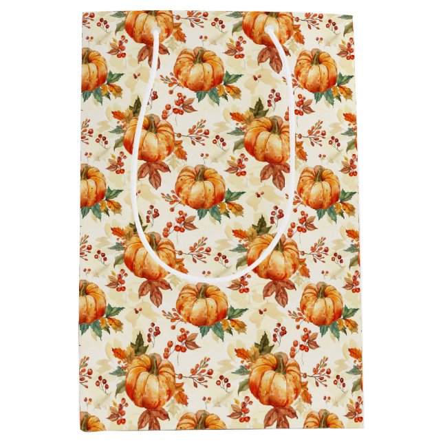 Sacola Para Presentes Média Fall Pumpkin Season (Frente)