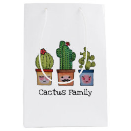 Sacola Para Presentes Média Família Cute Cactus Em Aquarela
