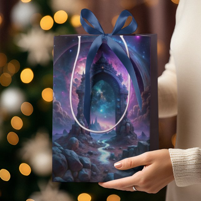 Sacola Para Presentes Média Fantasia do Portal Galático | Gateway Cósmico (Criador carregado)