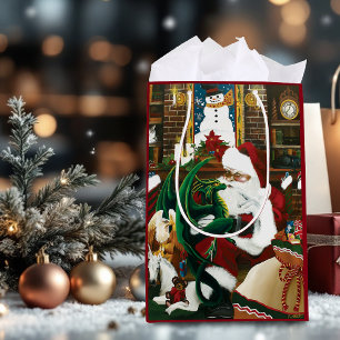 Sacola Para Presentes Média Fantasia Mágica de Natal Dragão de Santa Natal Aco