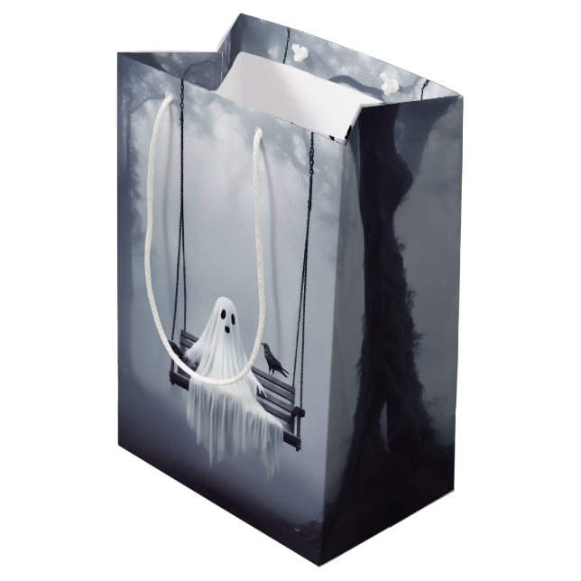 Sacola Para Presentes Média Fantasma Em Um Balanço Com Corvo (Verso inclinado)