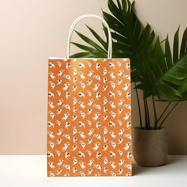 Sacola Para Presentes Média Fantasmas bonitinhos assustam Dia das Bruxas (Criador carregado)