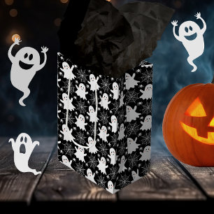 Sacola Para Presentes Média Fantasmas bonitos Aranhas Spider Webs Hallowee