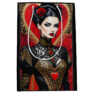 Sacola Para Presentes Média Fantasy Red and Black Gótico Lady Gift Bag