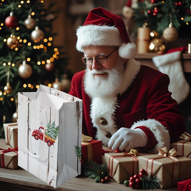 Sacola Para Presentes Média Farmhouse Russo - Caminhão Vermelho de Madeira em  (Criador carregado)