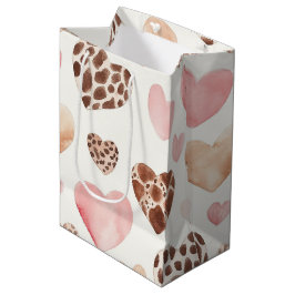 Sacola Para Presentes Média Farol-de-cor-de-rosa Coração-do-leopardo