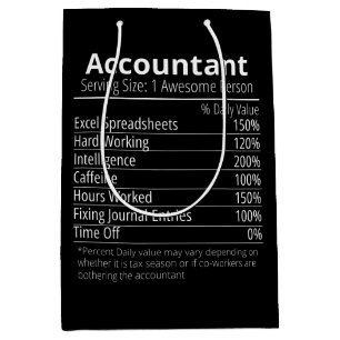 Sacola Para Presentes Média Fato de Nutrição Contabilista, Fatos Nutricionais