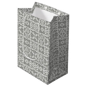 Sacola Para Presentes Média Faux Crochet White